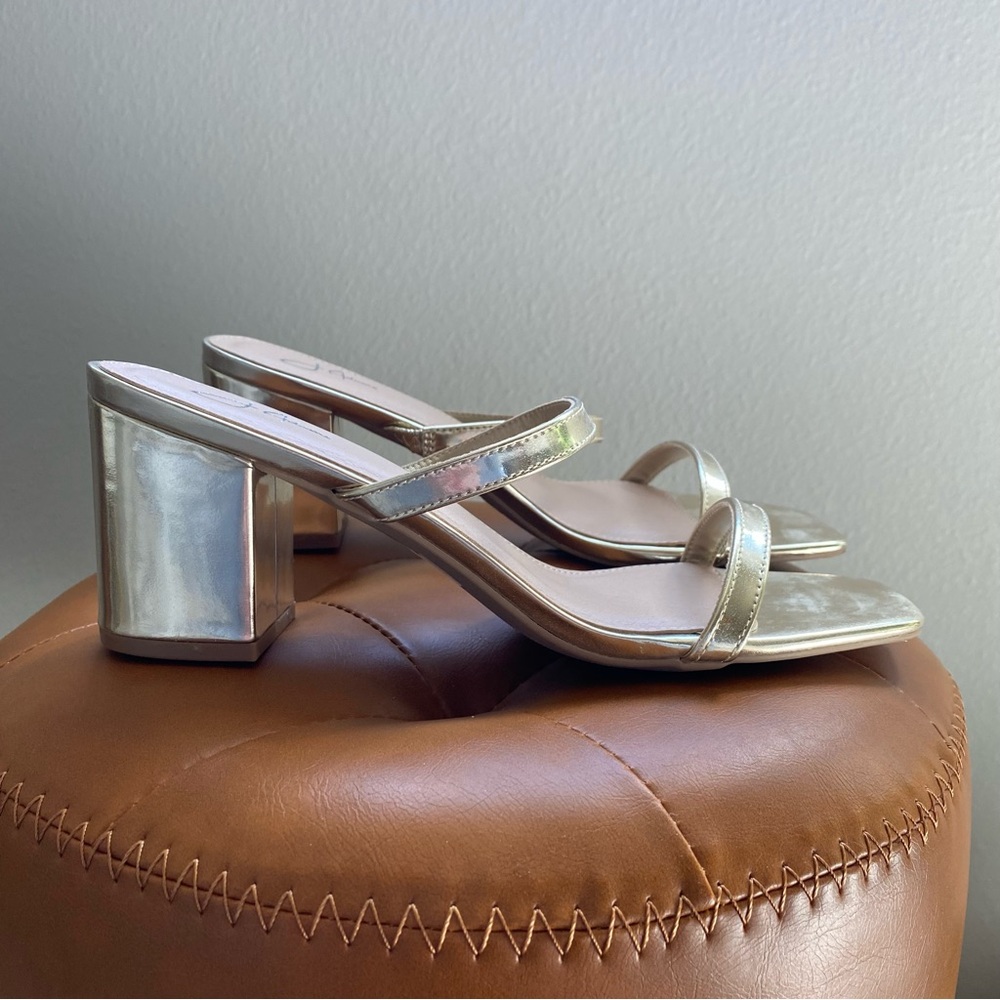 Gold Block Heel Sandals NWT
